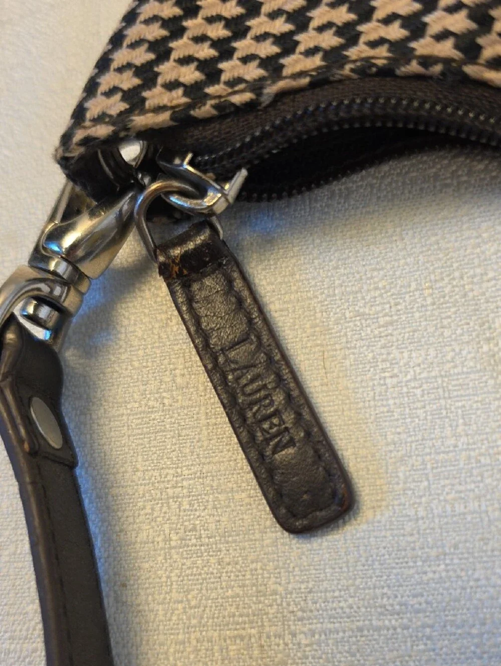 Classic Vintage Ralph Lauren Houndstooth Satchel in Brown and Tan